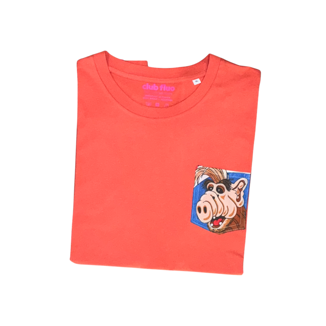 T-Shirt Poche - Alf / Orange - Coton Bio / Taille XL