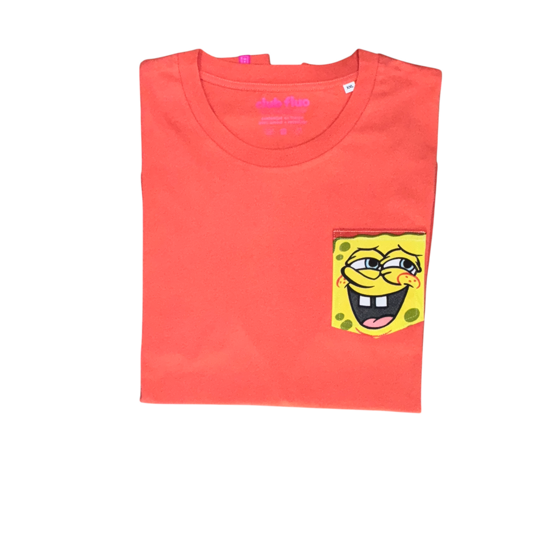 T-Shirt Poche - Bob l'eponge / Orange - Coton Bio / Taille XXL