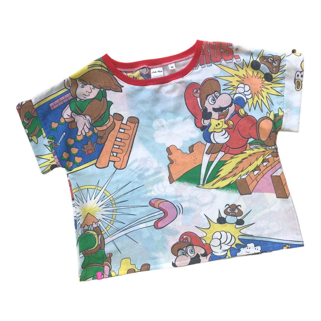Boxy Top Upcyclé / Mario x Zelda / Taille M