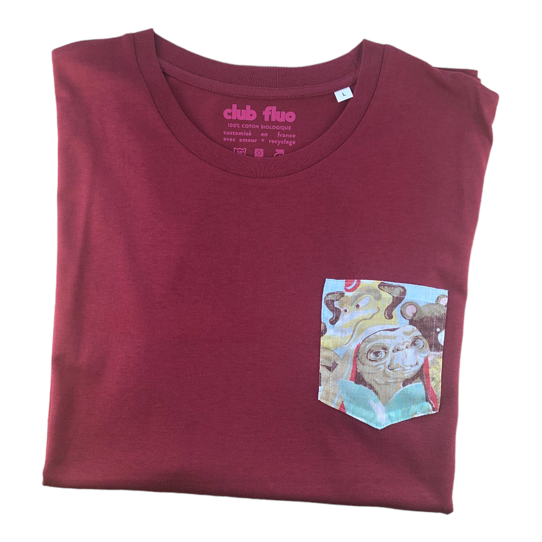 T-Shirt brique  / Poche E.T. - Coton Bio / Taille L