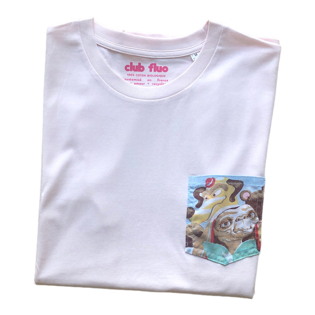 T-Shirt Rose Pale  / Poche E.T. - Coton Bio / Taille M