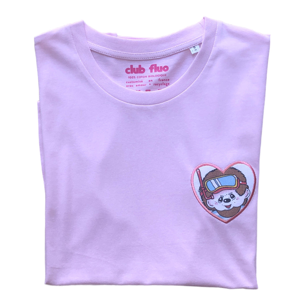 T-Shirt Rose  / Coeur Kiki - Coton Bio / Taille S
