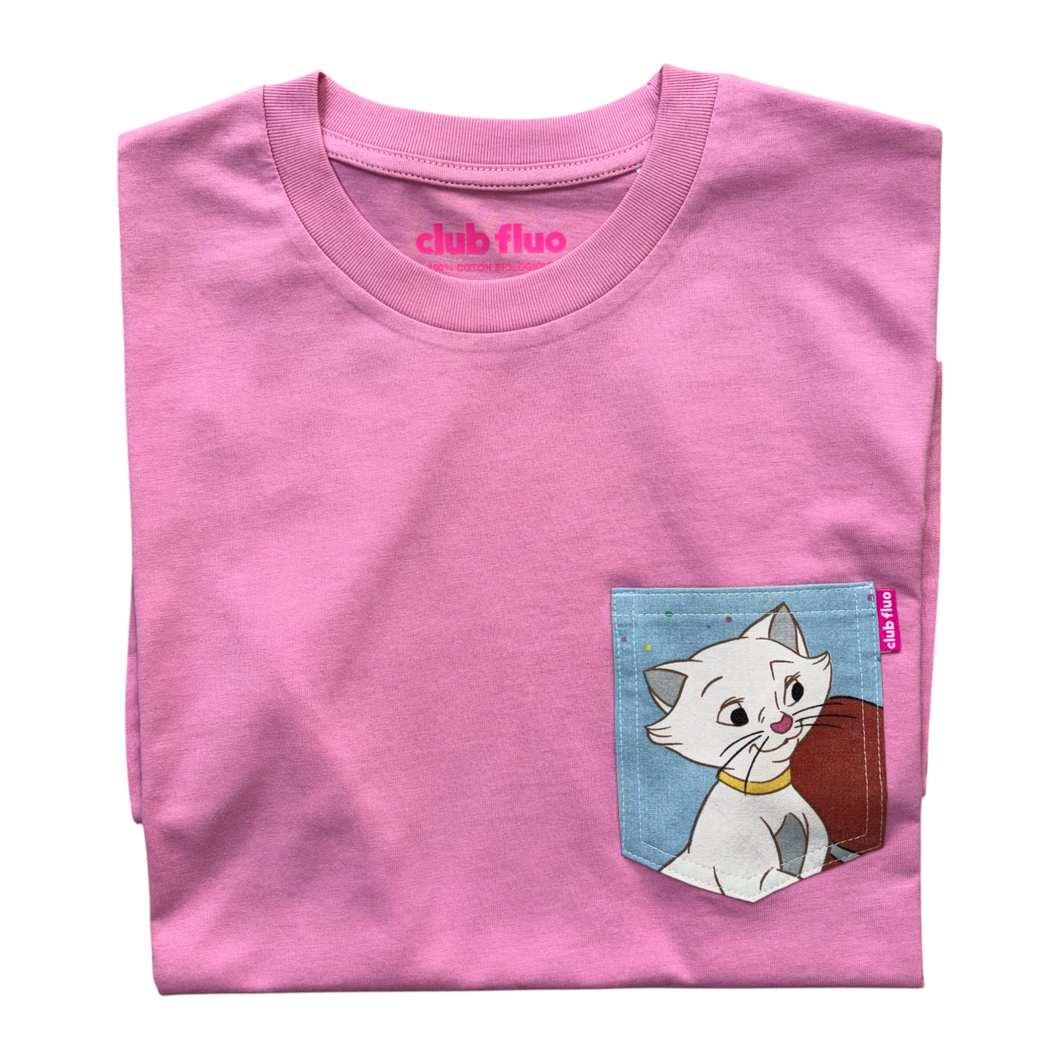 T-Shirt Poche - Duchesse Les Aristochats / Rose - Coton Bio / Taille S
