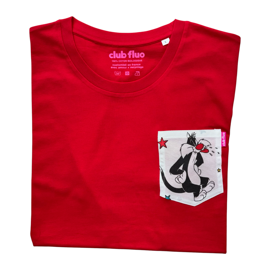 T-Shirt Poche - Grosminet / Rouge - Coton Bio / Taille L