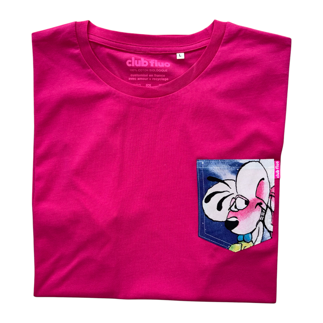 T-Shirt Poche - Diddl / Fuschia - Coton Bio / Taille L