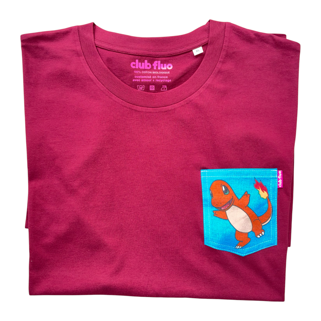 T-Shirt Poche - Salamèche / Bordeau - Coton Bio / Taille XL