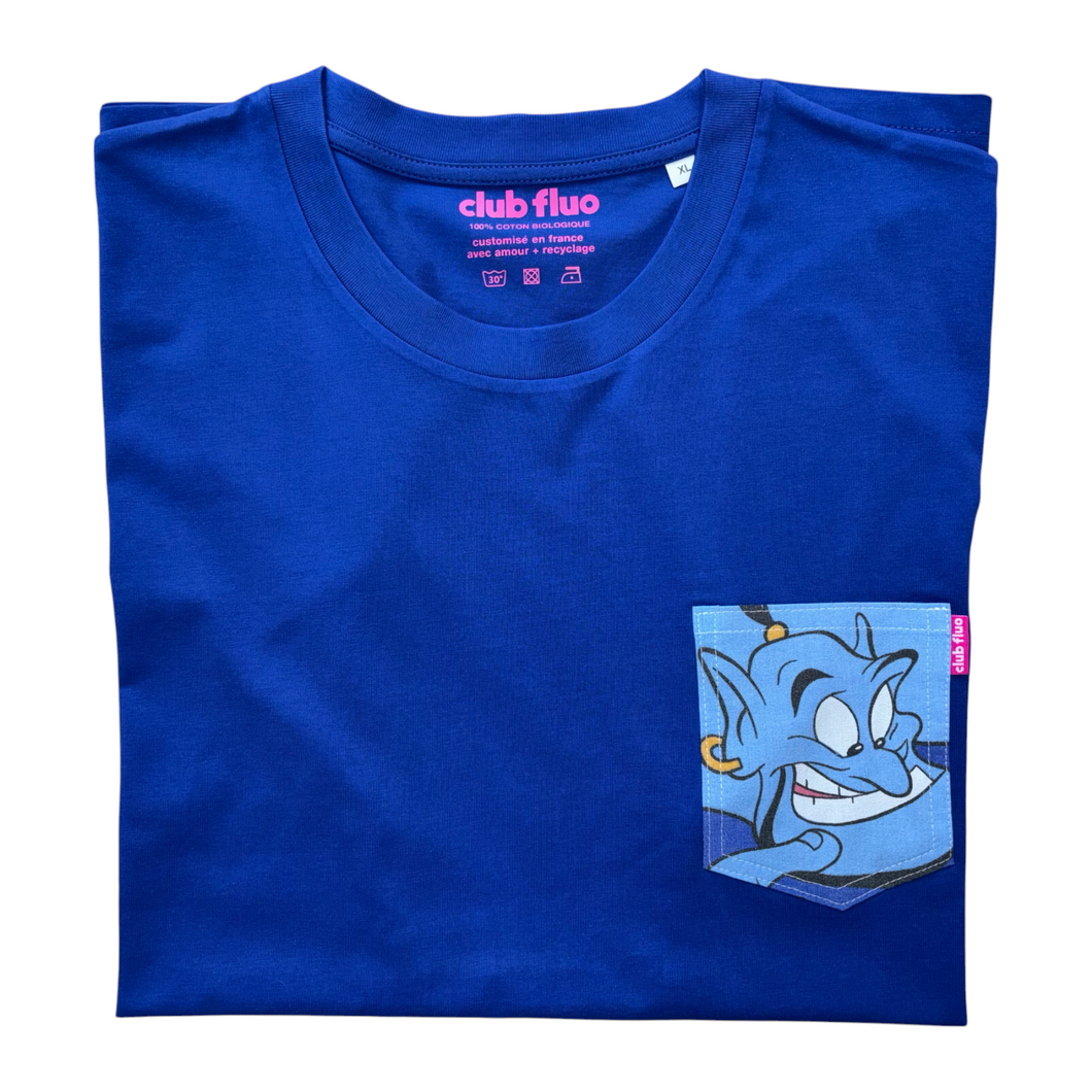 T-Shirt Poche - Génie Aladdin / Bleu - Coton Bio / Taille XL