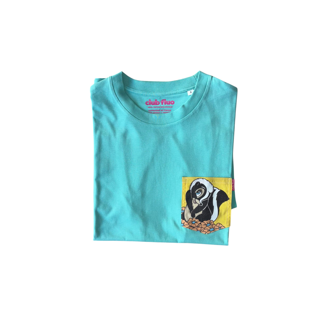 T-Shirt Poche - Fleur / Vert / Taille S / Coton Bio