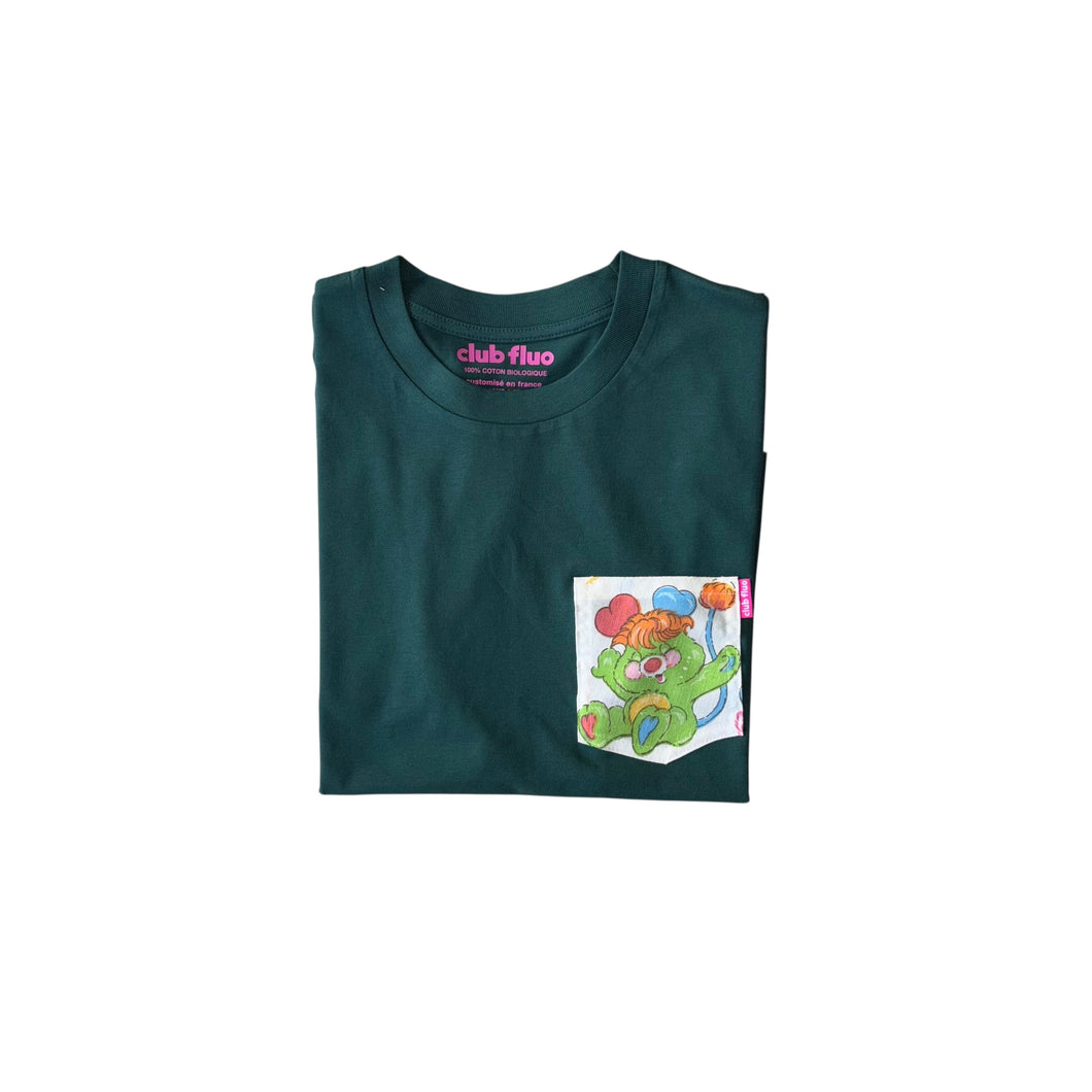 T-Shirt Poche - Popples / Vert / Taille XS / Coton Bio