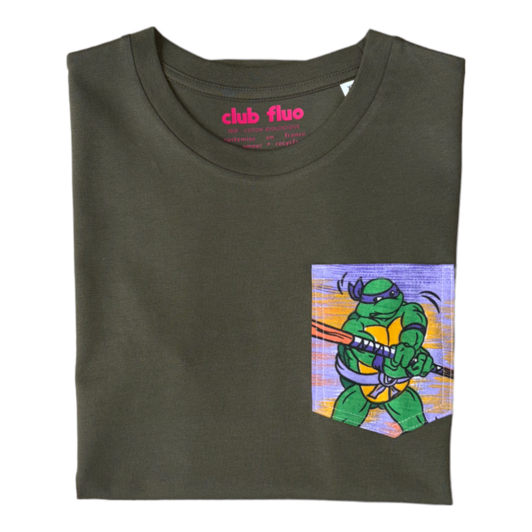 T-Shirt Poche - TMNT Donatello / Vert - Coton Bio / Taille XS