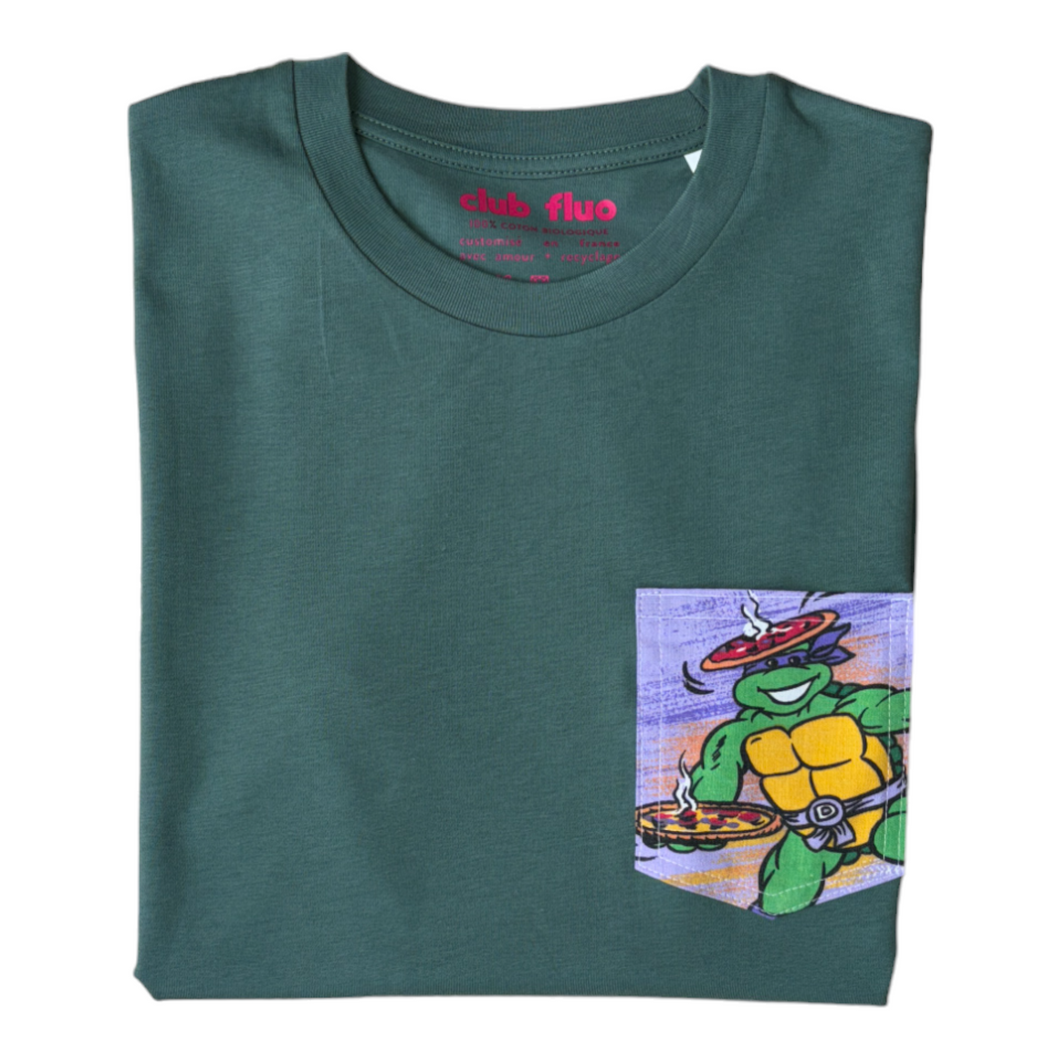 T-Shirt Poche - TMNT Donatello / Vert - Coton Bio / Taille S
