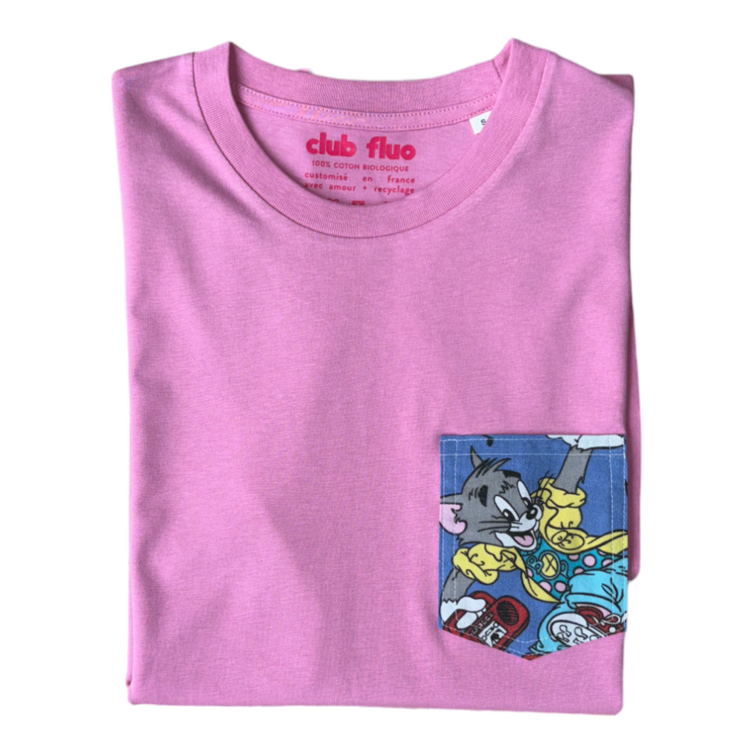 T-Shirt Poche - Tom / Rose - Coton Bio / Taille S