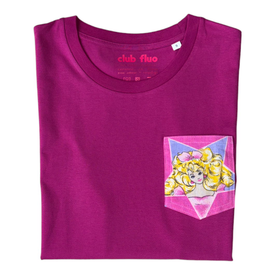 T-Shirt Poche - Barbie / Fuschia - Coton Bio / Taille S