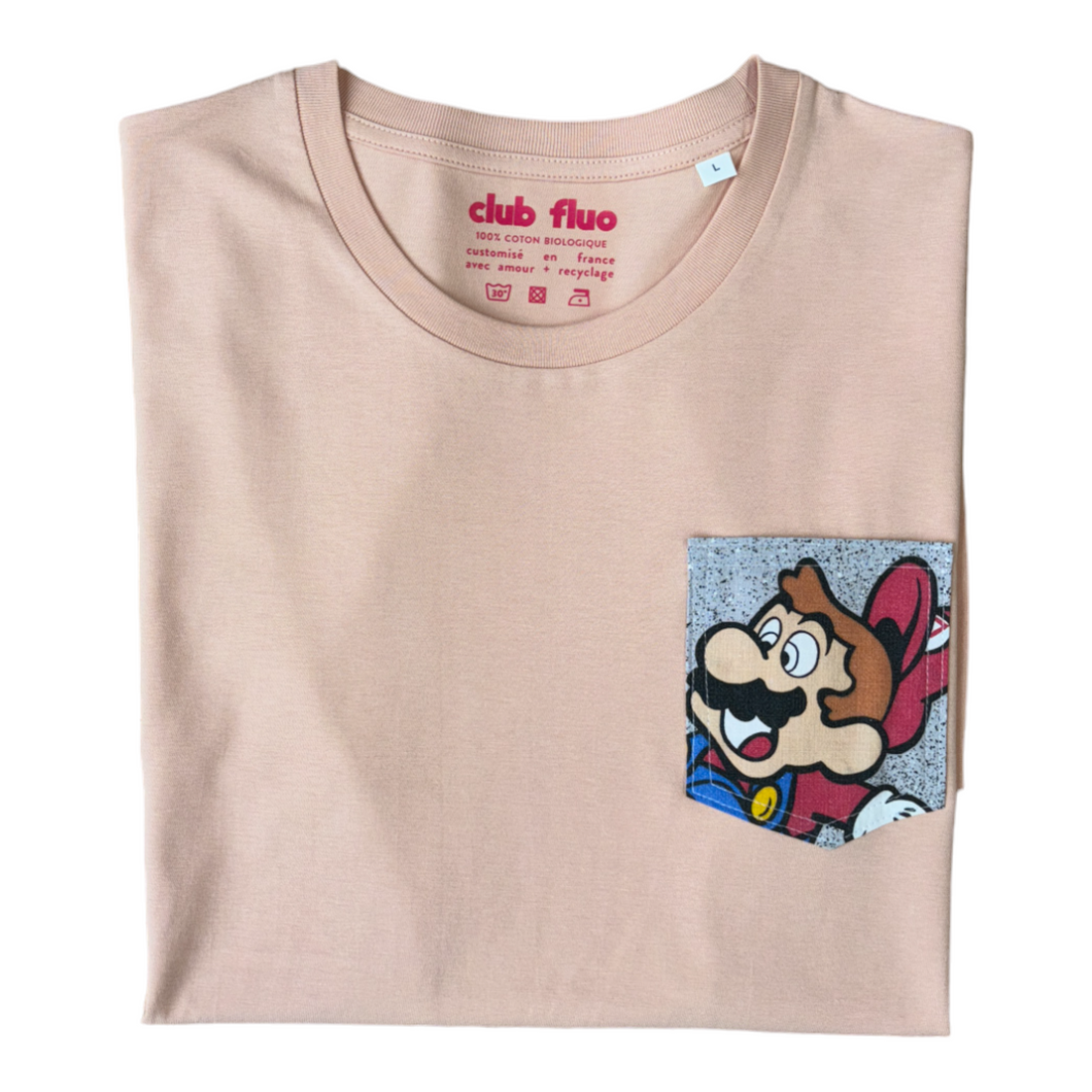 T-Shirt Poche - Mario / Peche - Coton Bio / Taille L