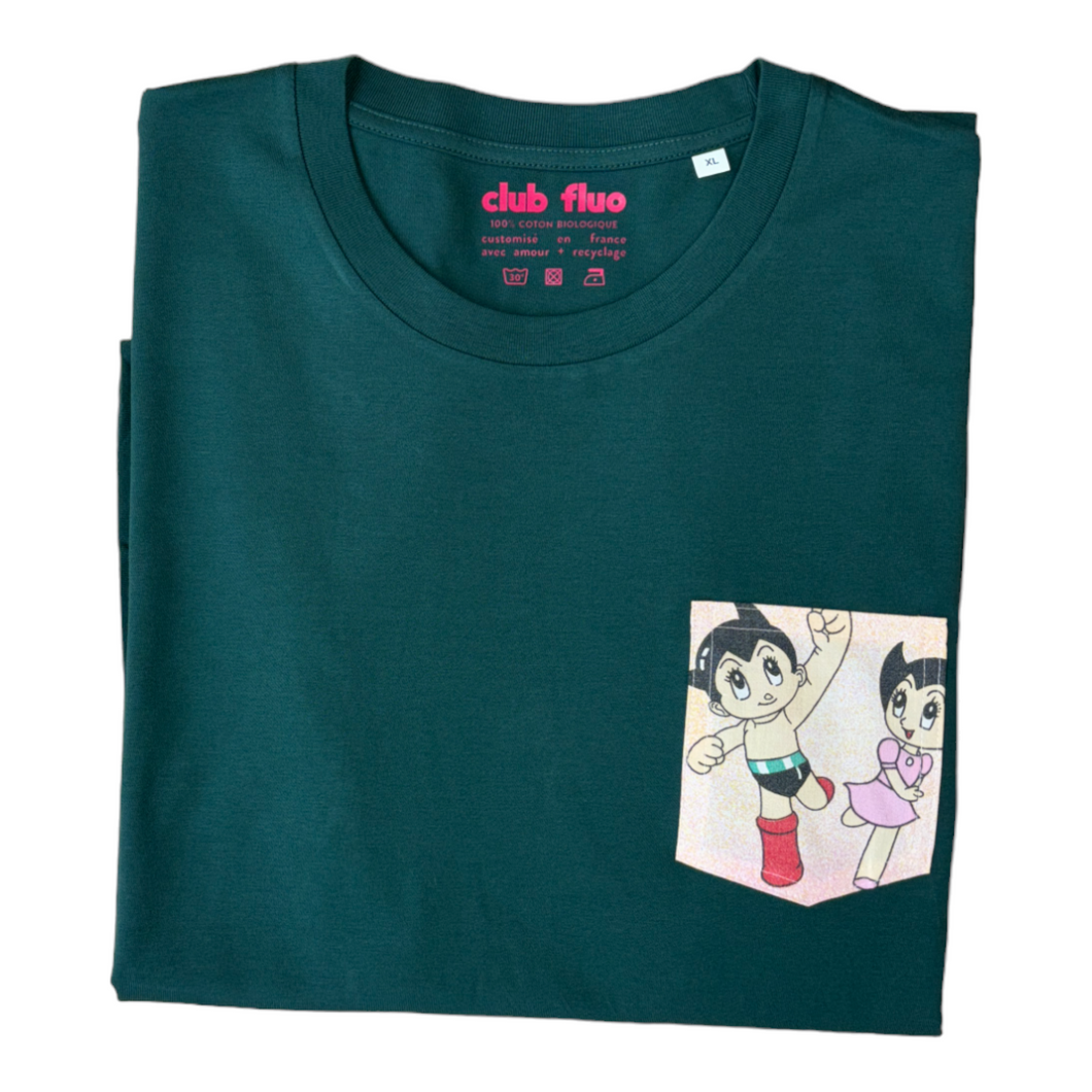 T-Shirt Poche - Astroboy / Vert - Coton Bio / Taille XL