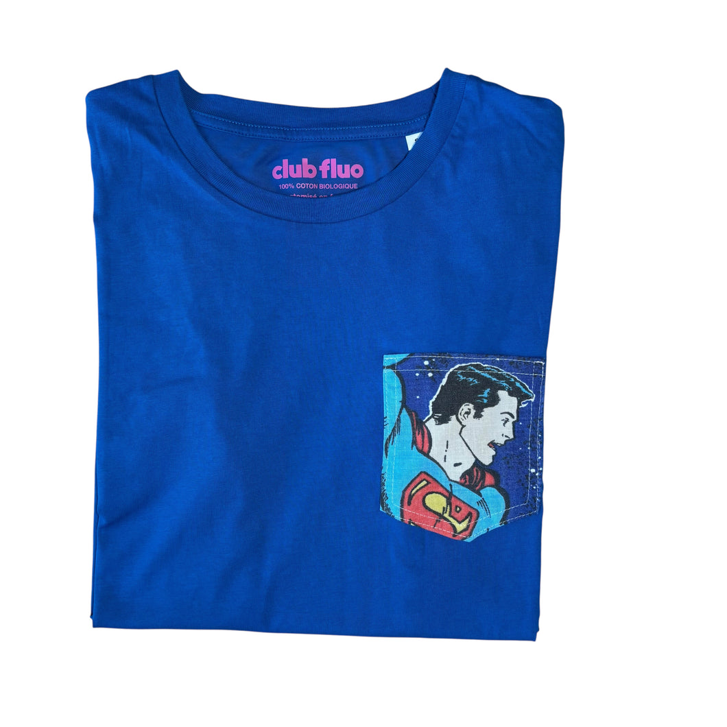 T-Shirt Poche Face B - Superman / Bleu / Taille S / Coton Bio
