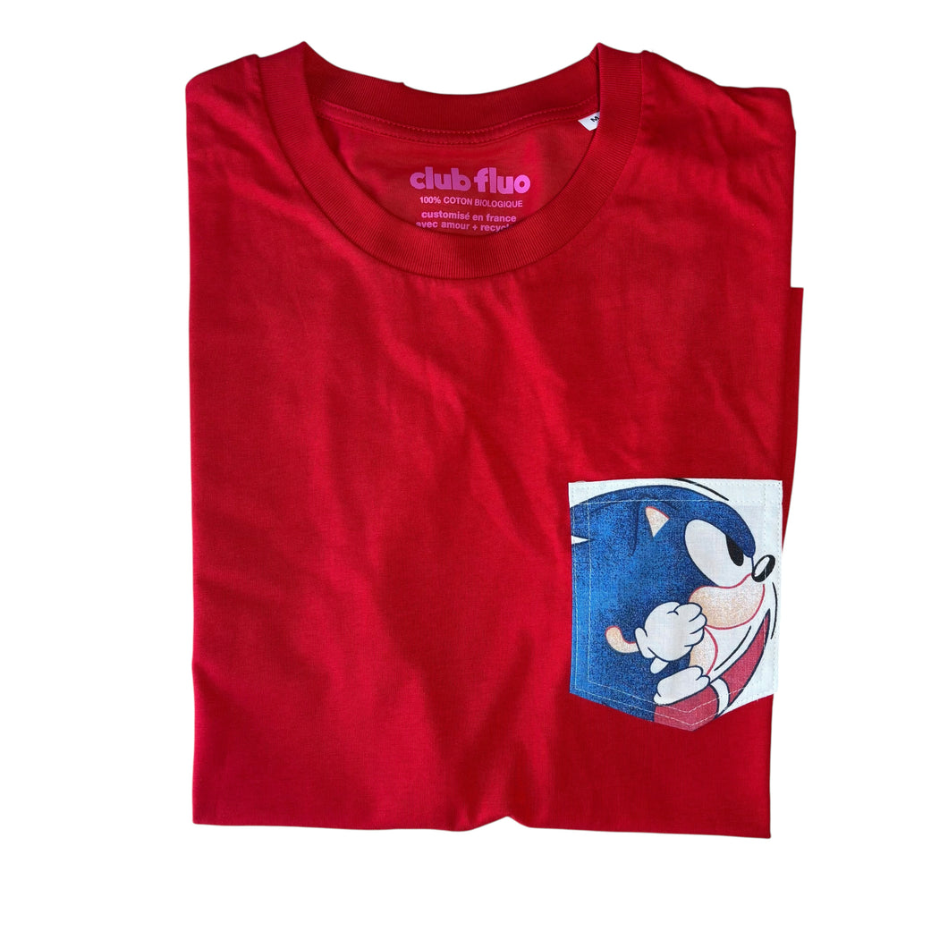 T-Shirt Poche Face B - Sonic / Rouge / Taille M / Coton Bio