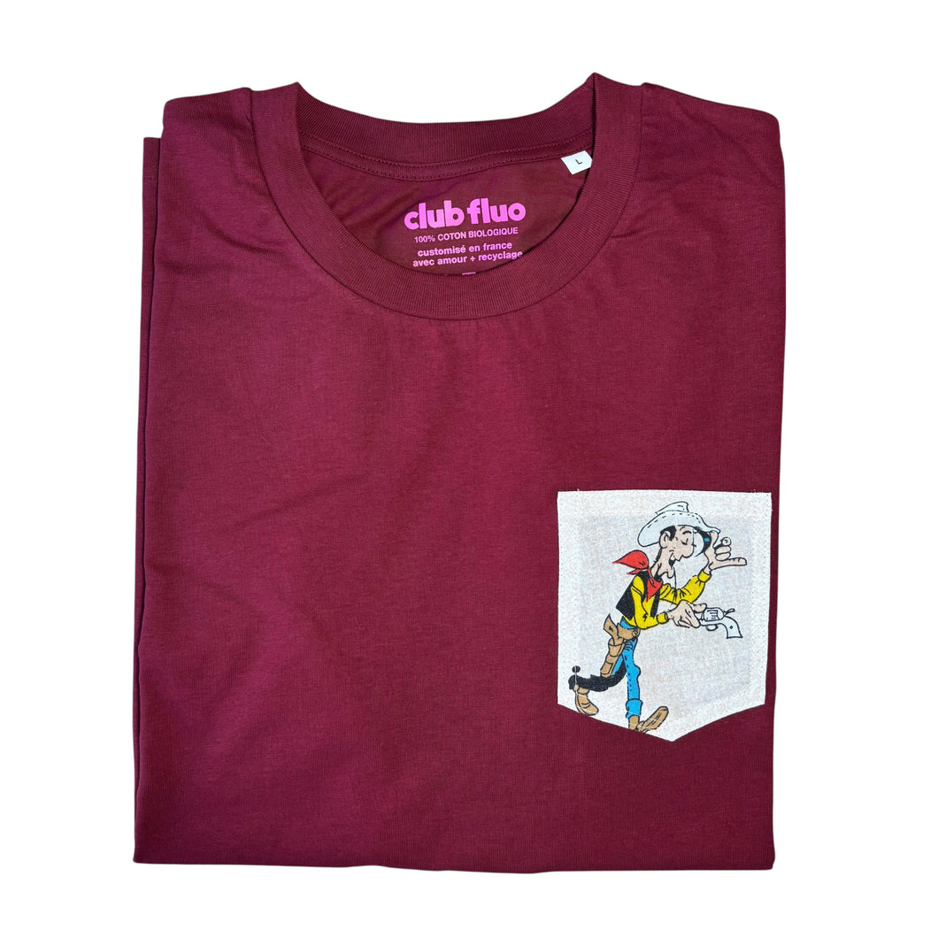 T-Shirt Poche Face B - Lucky Luke / Bordeau / Taille L / Coton Bio
