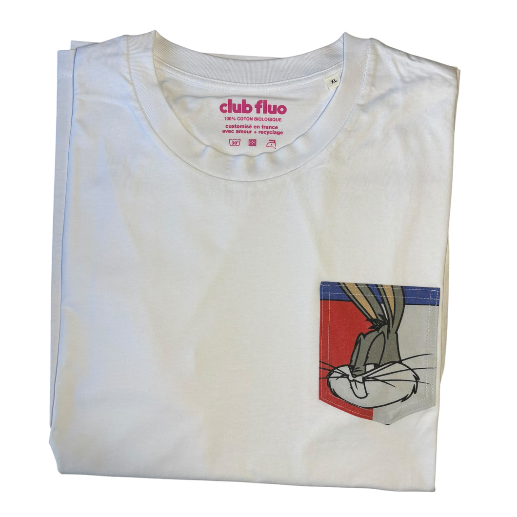 T-Shirt Poche Face B - Bugs Bunny / Blanc / Taille XL / Coton Bio