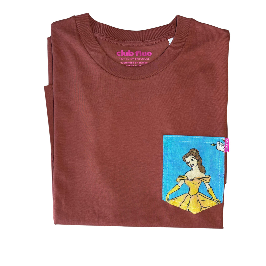 T-Shirt Poche - La belle et la bête / Brique / Taille S / Coton Bio