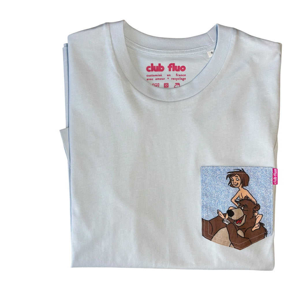 T-Shirt Poche - Le livre de la jungle / Bleu Glacier / Taille S / Coton Bio
