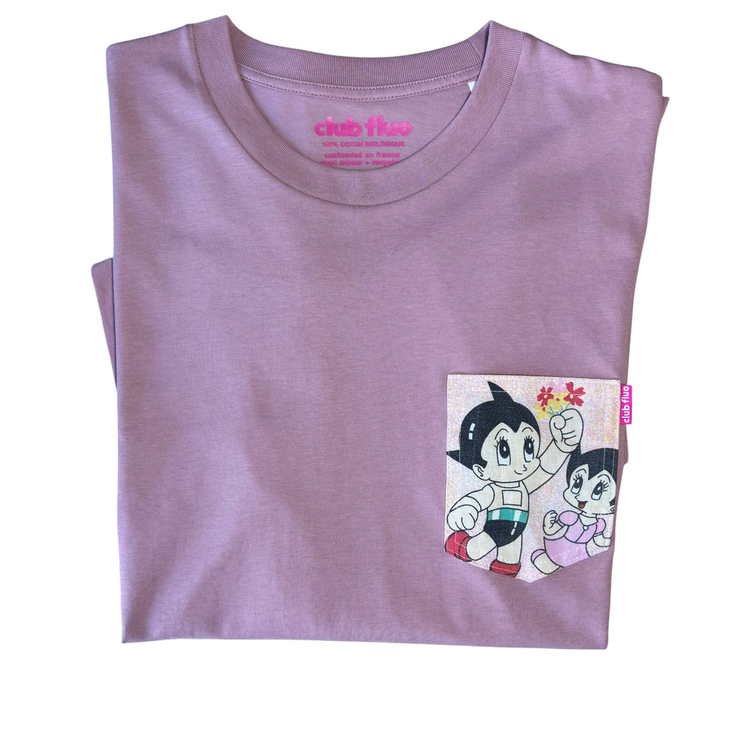 T-Shirt Poche - Astroboy / Rose / Taille M / Coton Bio