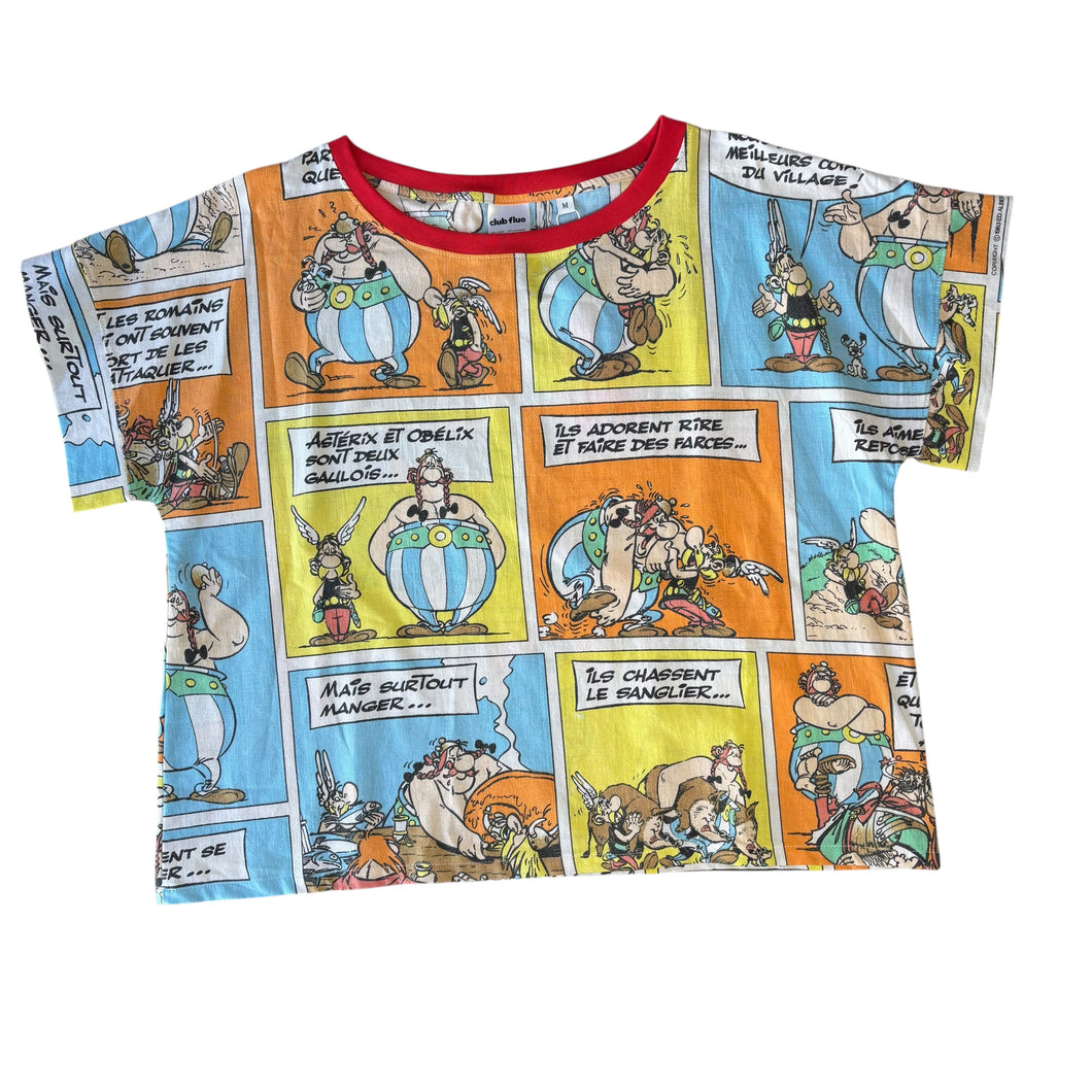 Boxy Top Upcyclé / Asterix & Obelix / Taille M