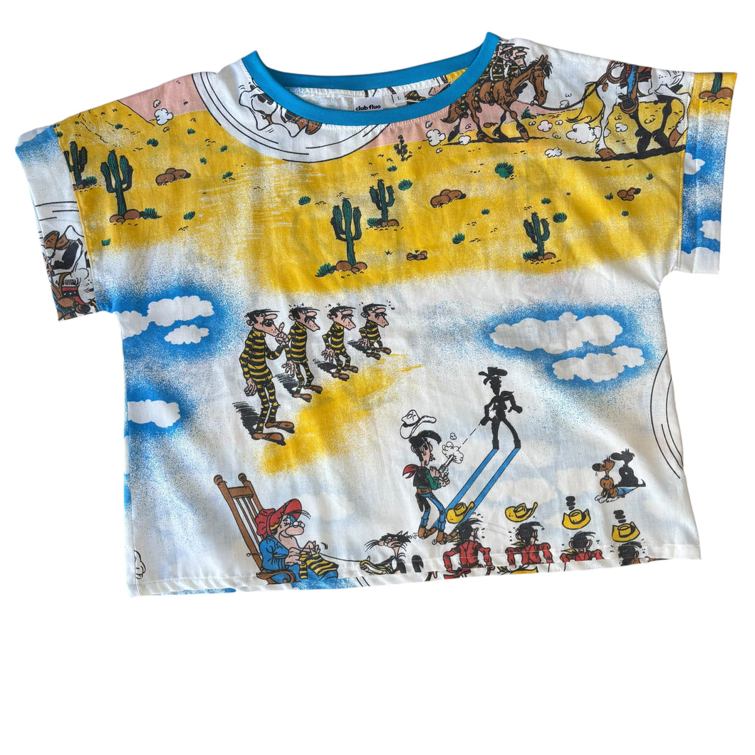 Boxy Top Upcyclé / Lucky Luke / Taille L