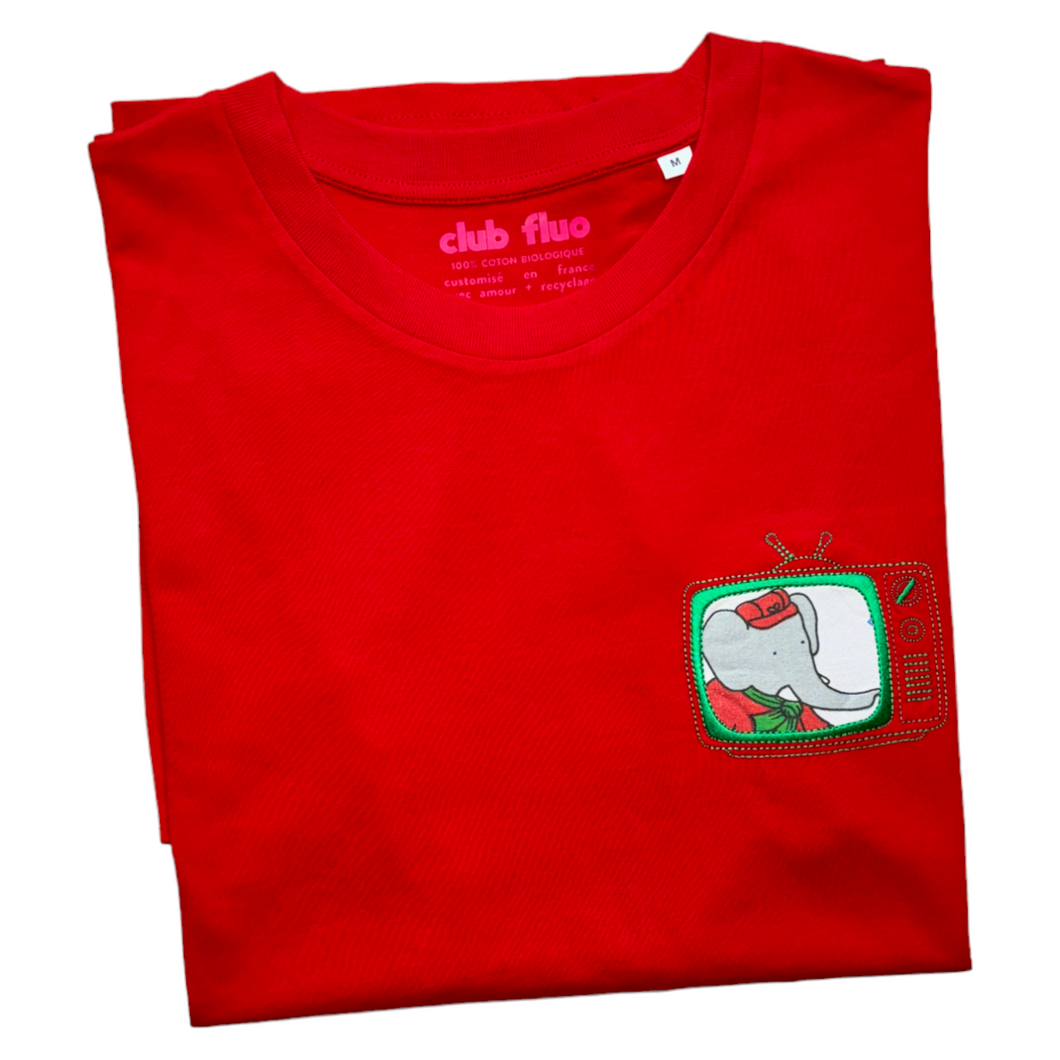 T-Shirt TV - Babar / Rouge - Coton Bio / Taille M