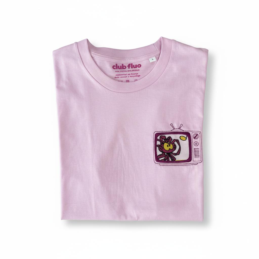 T-Shirt TV - Snorkys / Rose - Coton Bio / Taille L