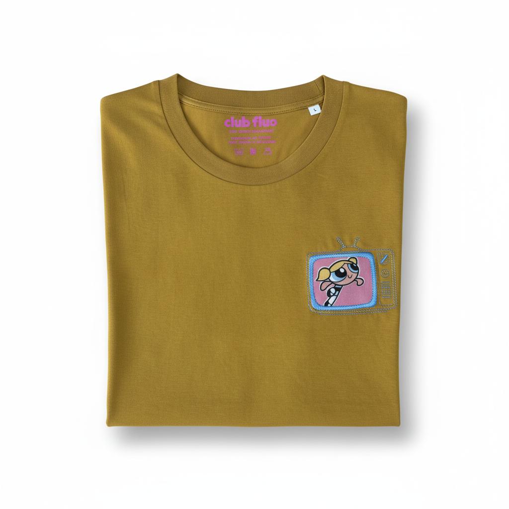 T-Shirt TV - Super Nanas / Ochre - Coton Bio / Taille L