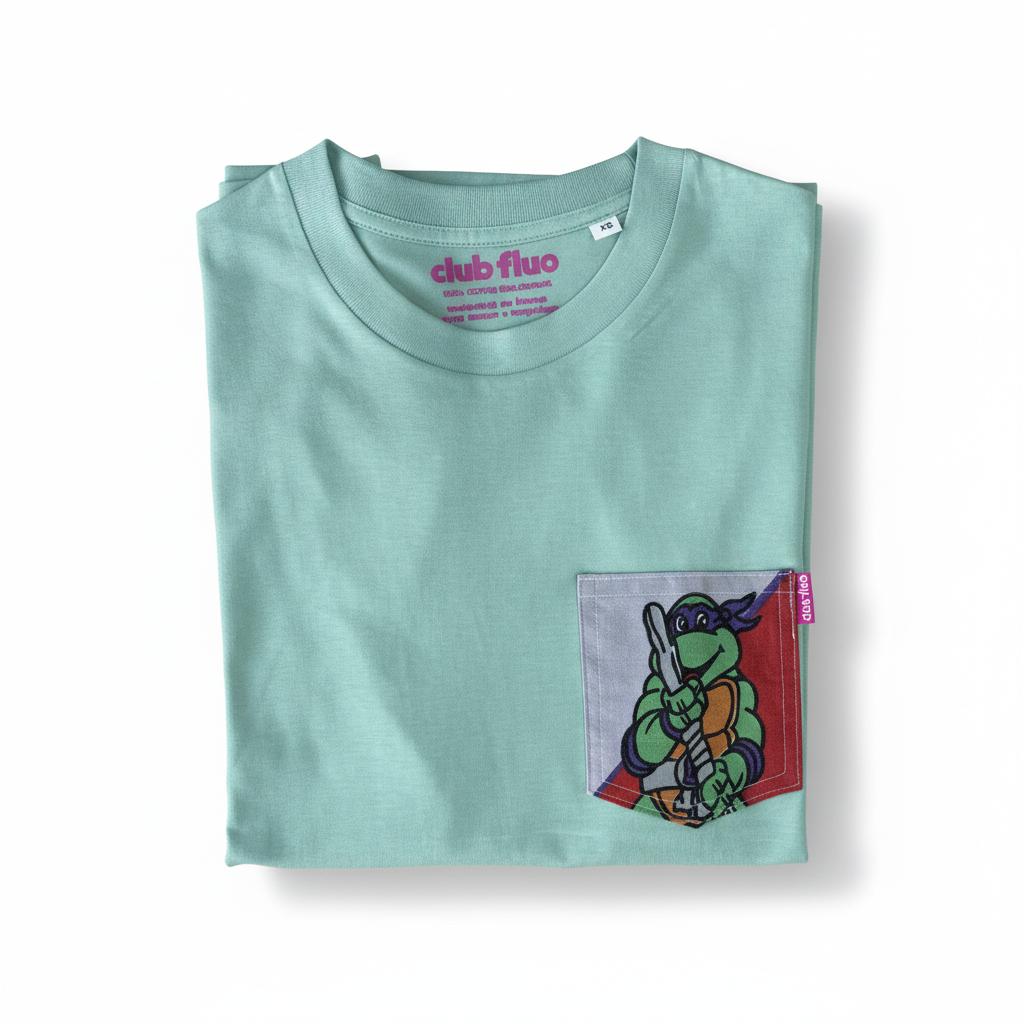 T-Shirt Poche - TMNT / Vert / Taille XS / Coton Bio