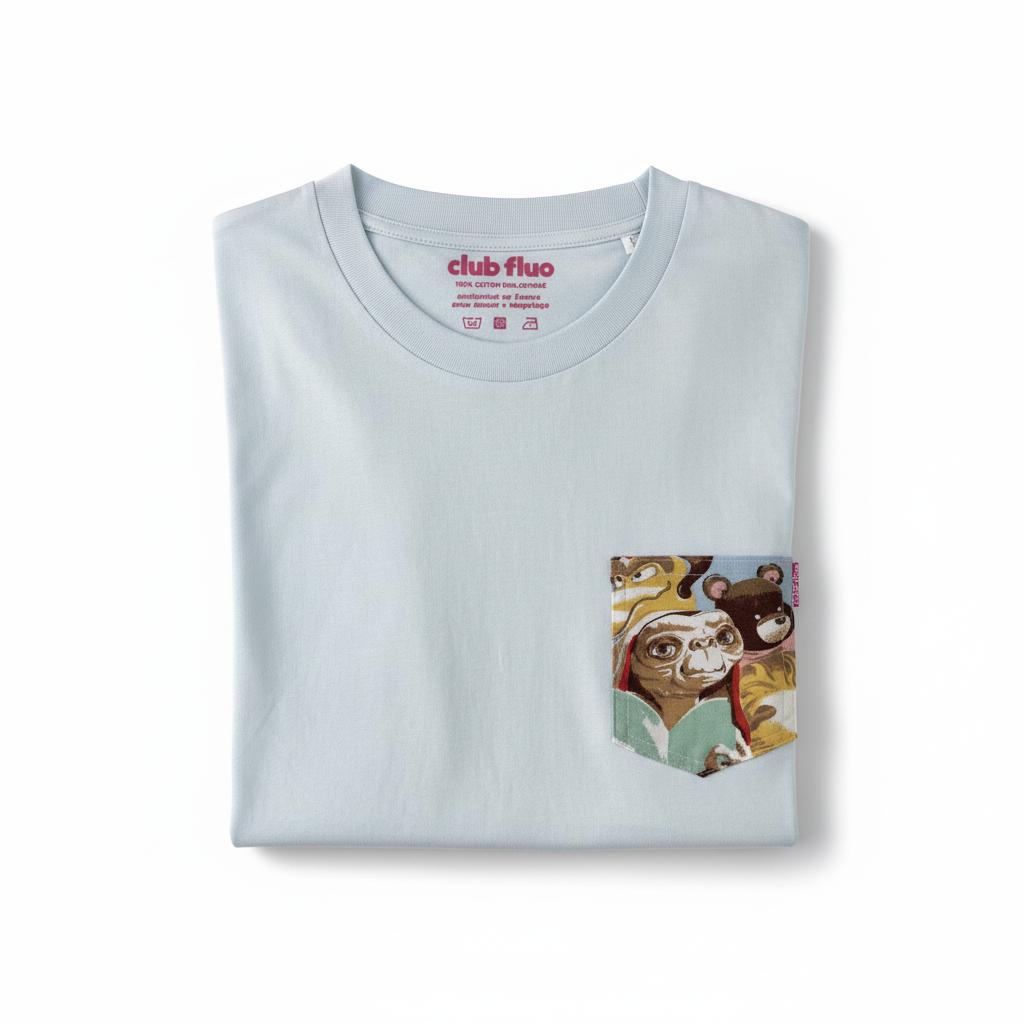 T-Shirt Poche - E.T. / Bleu Glacier / Taille M / Coton Bio