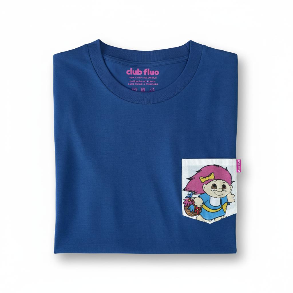 T-Shirt Poche - Troll / Bleu / Taille L / Coton Bio