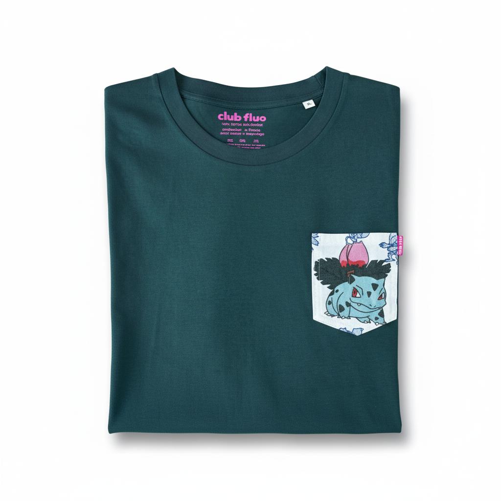 T-Shirt Poche - Bulbizarre / Vert / Taille XL / Coton Bio