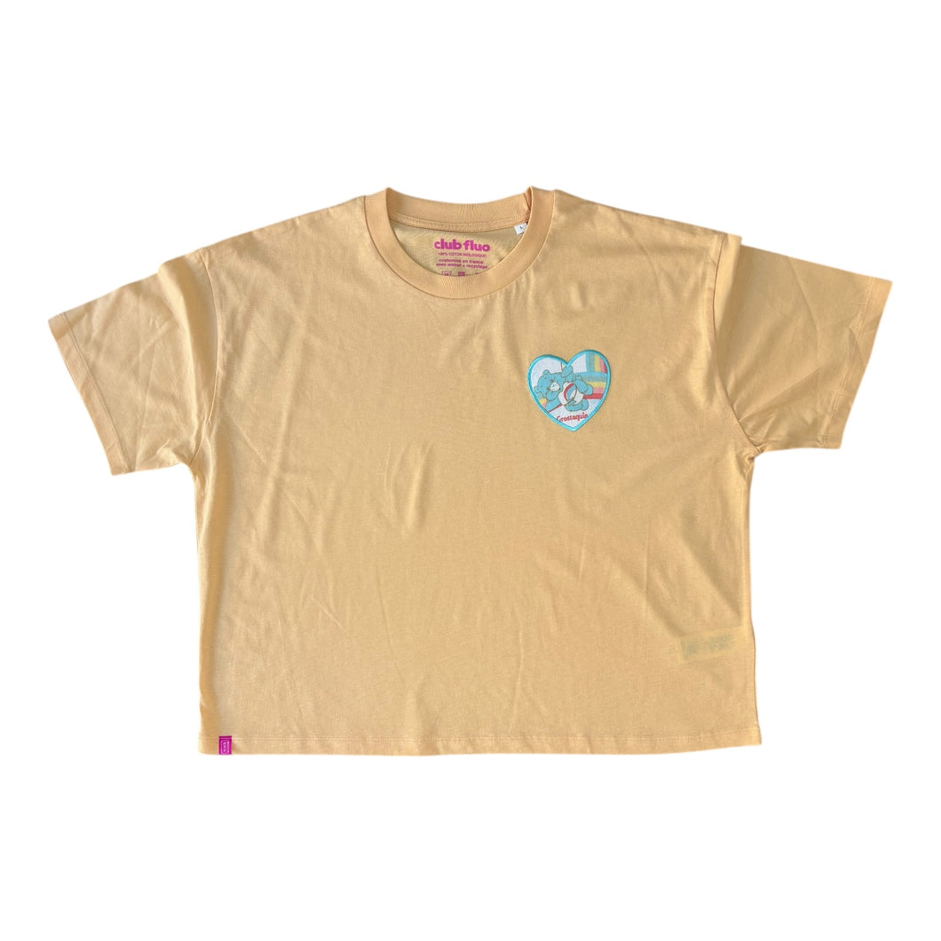 T-Shirt Coeur Femme - Bisounours / Peche - Coton Bio / Taille L