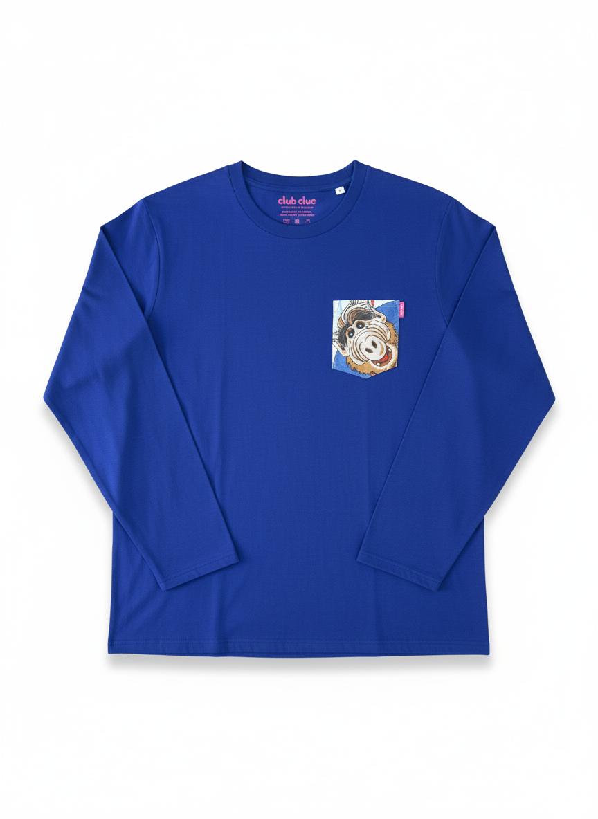 T-Shirt Poche Manches Longues - Alf / Bleu / Taille L / Coton Bio