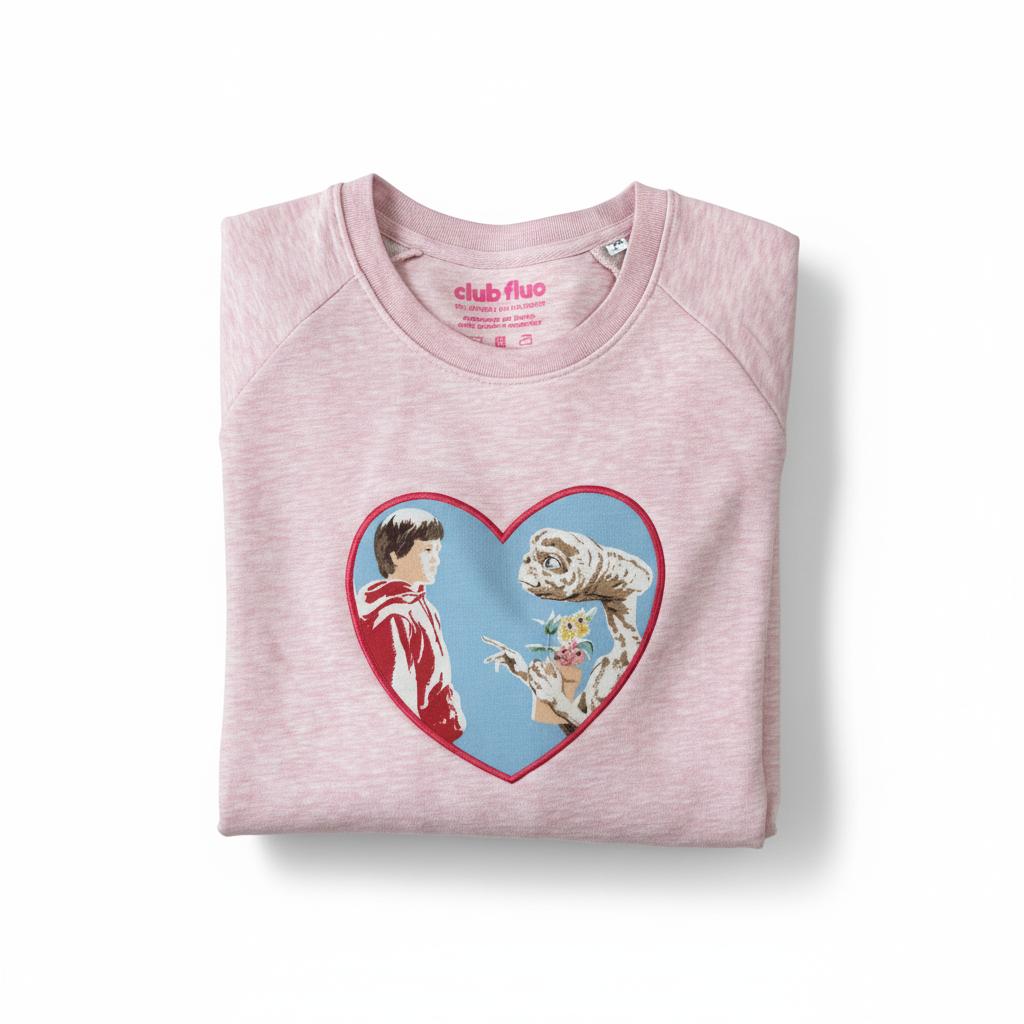 Coeur Sweat-Shirt - E.T. / Rose Chiné / Taille XXL