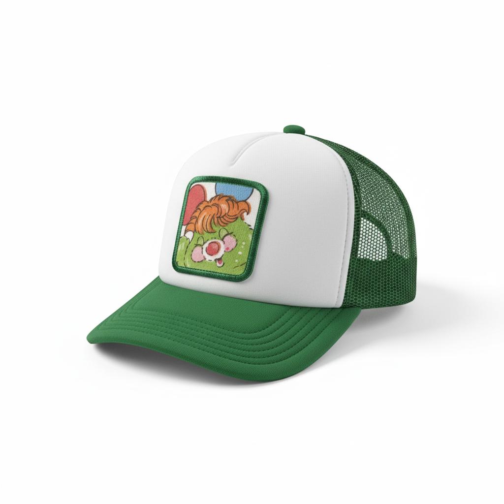 Casquette Trucker / Custo Upcyclée Popples / Verte