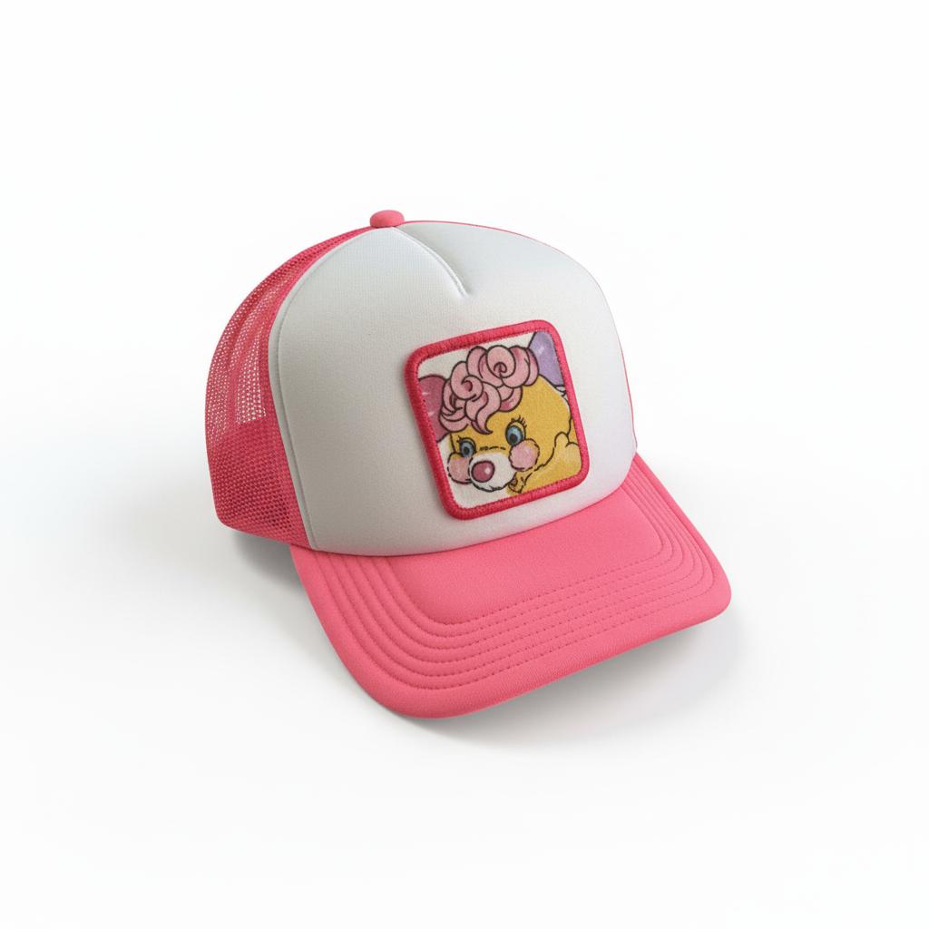 Casquette Trucker / Custo Upcyclée Popples / Rose Fluo