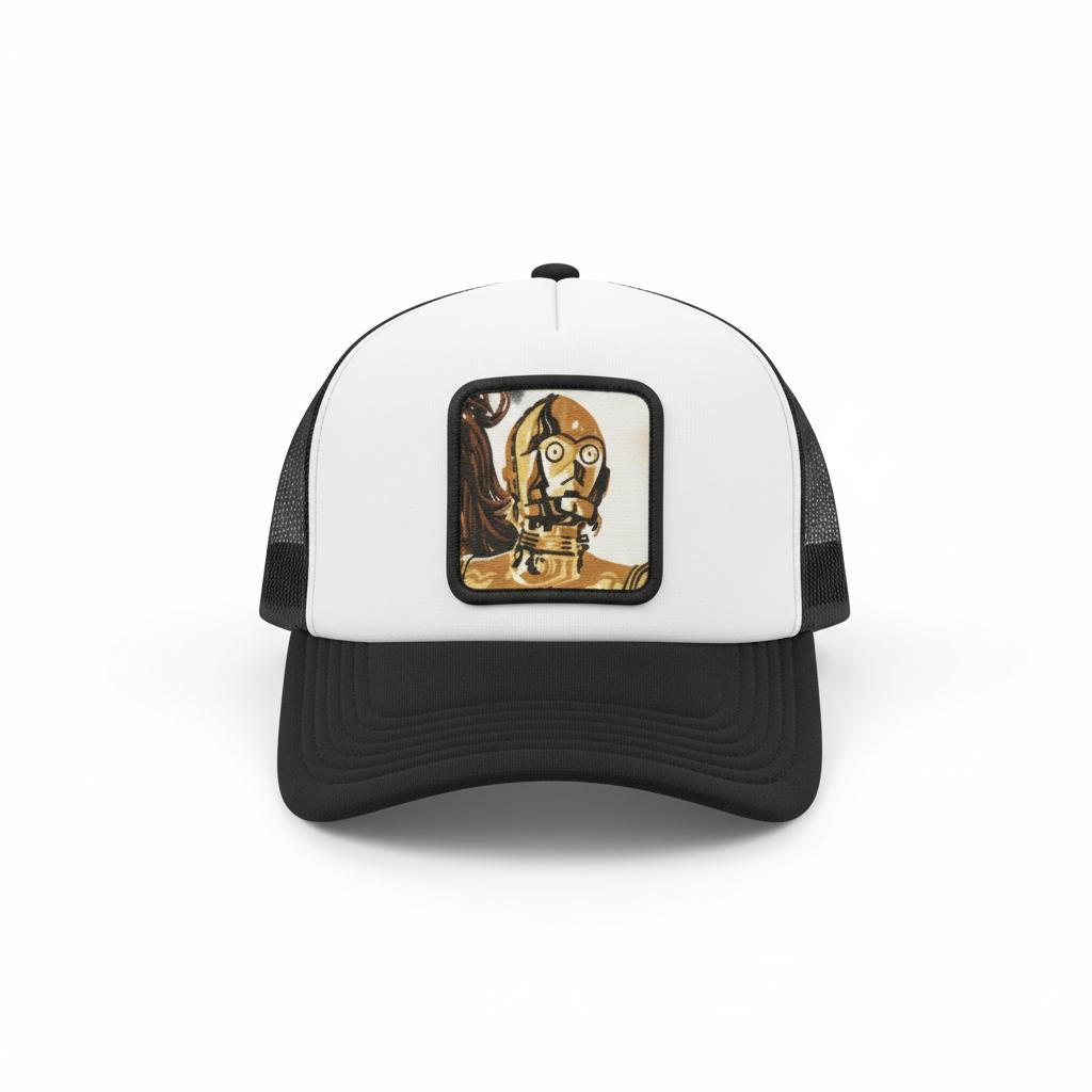 Casquette Trucker / Custo Upcyclée C3PO / Noire