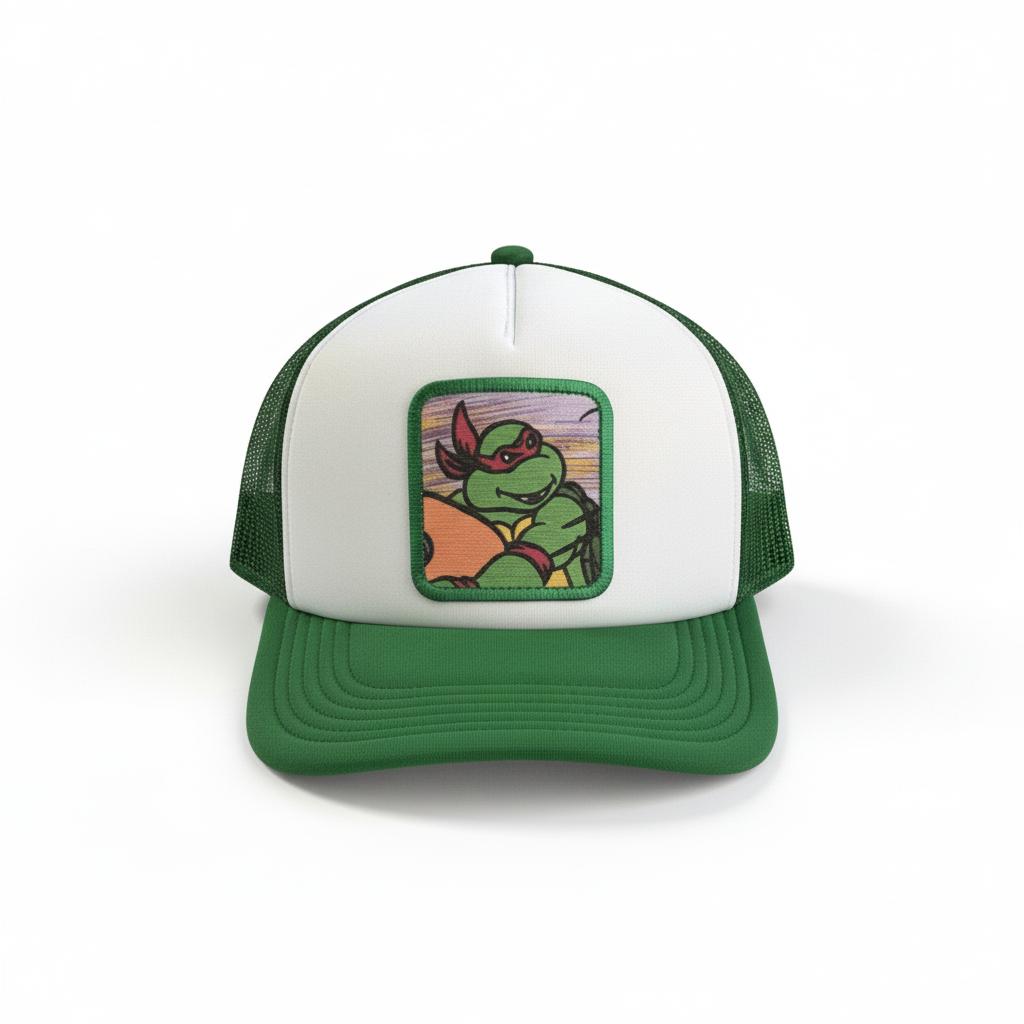 Casquette Trucker / Custo Upcyclée TMNT / Verte