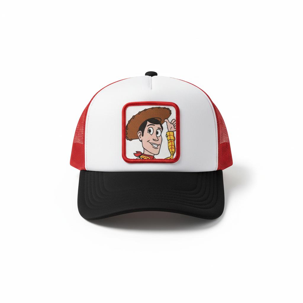 Casquette Trucker / Custo Upcyclée Woody / Rouge et Noire