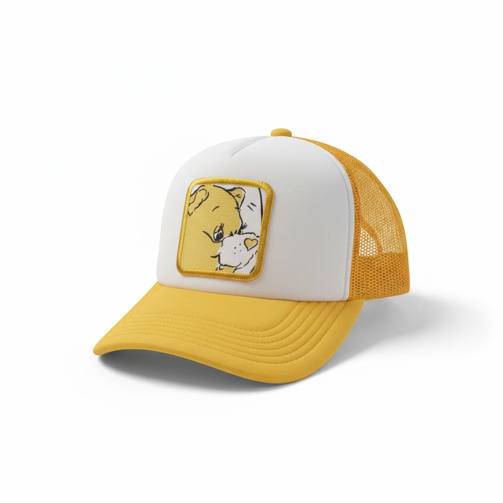 Casquette Trucker / Custo Upcyclée Bisounours / Jaune