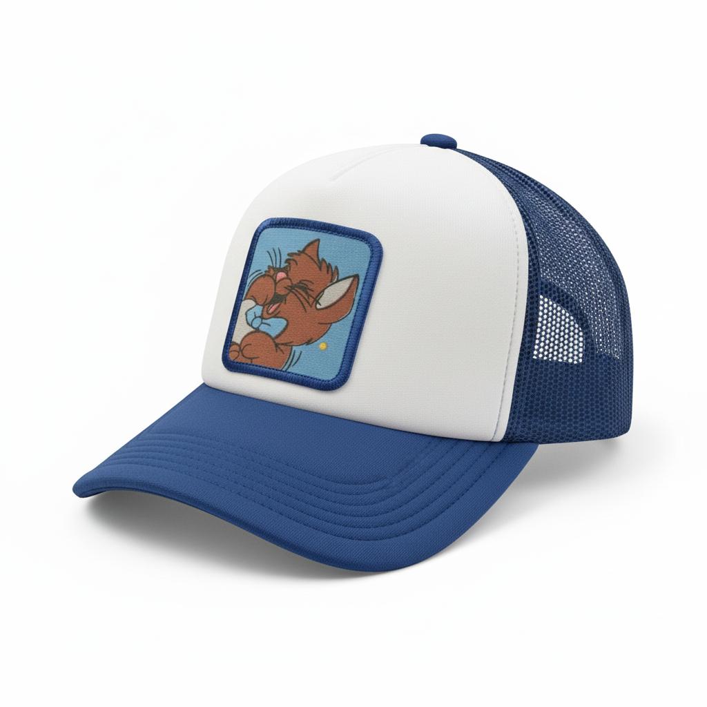 Casquette Trucker / Custo Upcyclée Les aristochats / Bleu