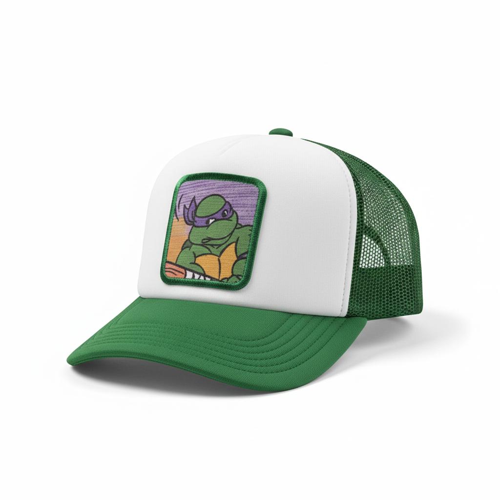 Casquette Trucker / Custo Upcyclée TMNT/ Verte