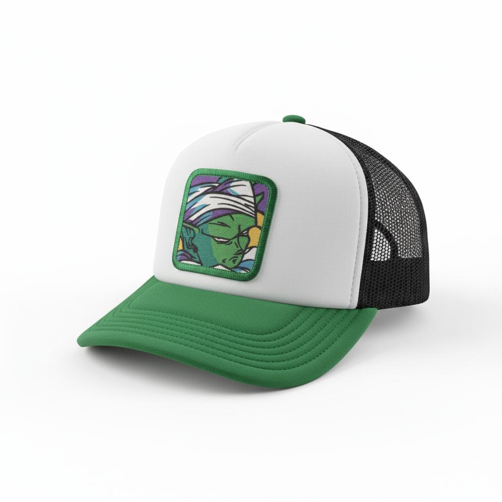 Casquette Trucker / Custo Upcyclée DBZ/ Verte et Noire