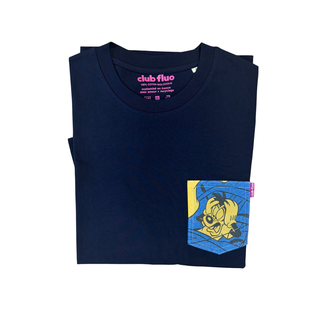 T-Shirt Poche - Dingo & Max / Bleu Marine / Taille S / Coton Bio