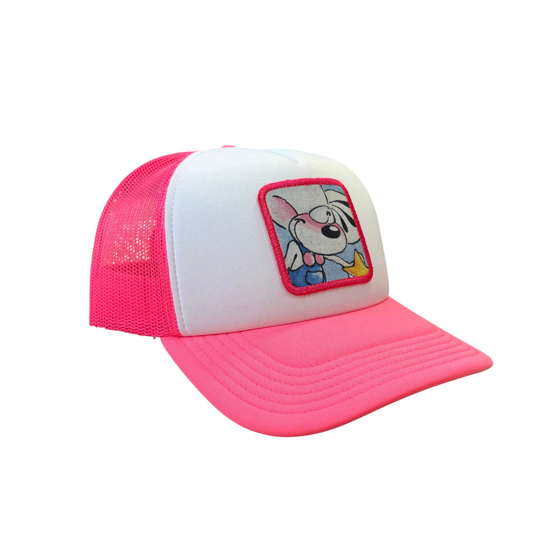 Casquette Trucker / Custo Upcyclée Diddl / Rose Fluo